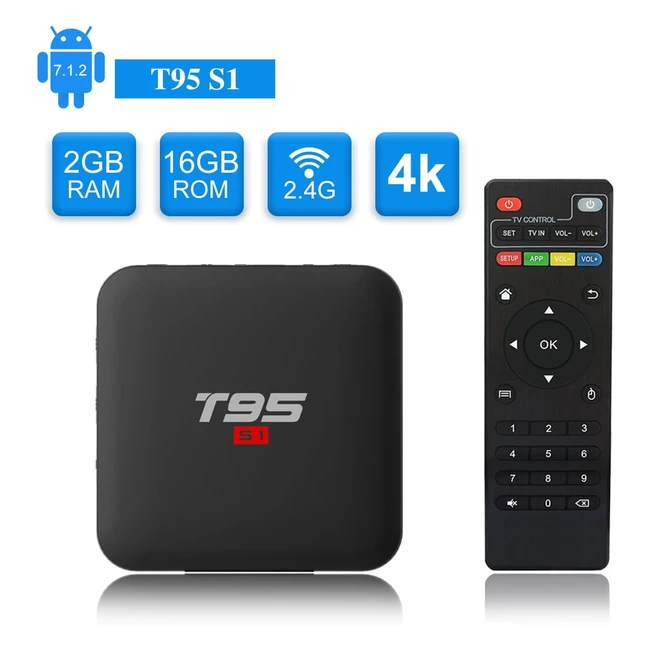 T95 S1 Android TV Box - 4K HD Ultra HD - Quad Core - 2GB16GB - WiFi - Ethernet