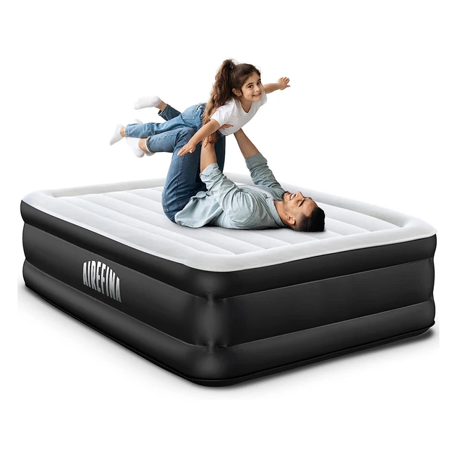Airefina Luxury Air Bed Double with Built-in Pump - Fast Inflation, Portable Airbed for Camping - 190x137x46cm