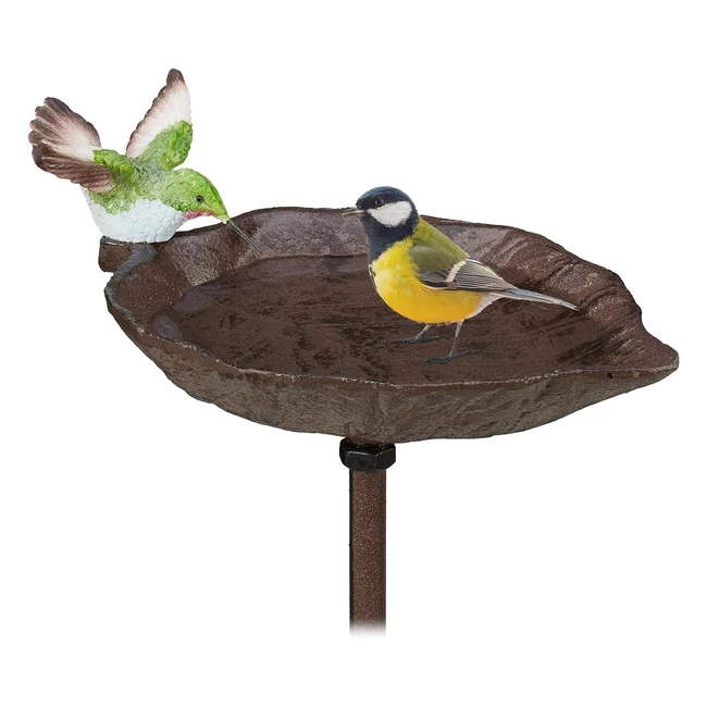 Abbeveratoio Relaxdays in ghisa per uccelli selvatici - H 1m - Marrone