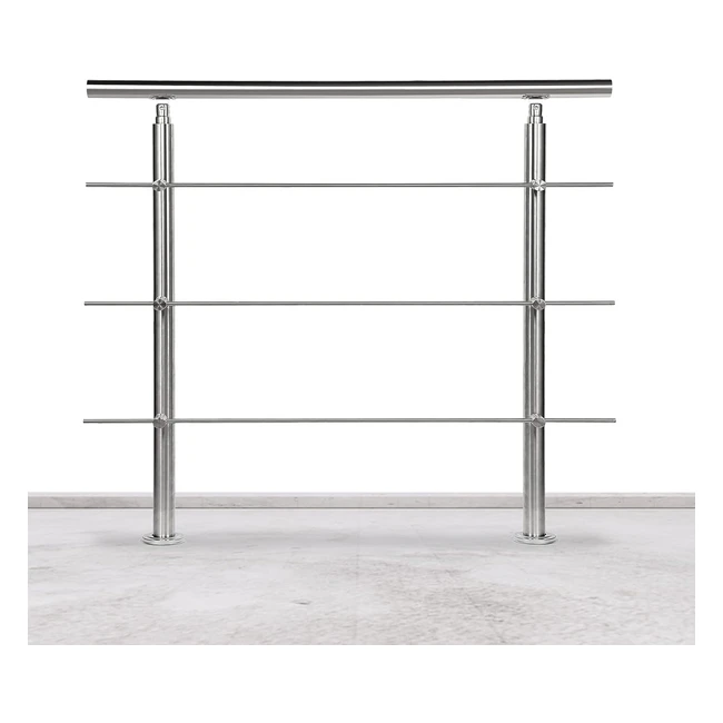 Barandilla de acero inoxidable para balcones y escaleras - 120 cm - 3 travesaños