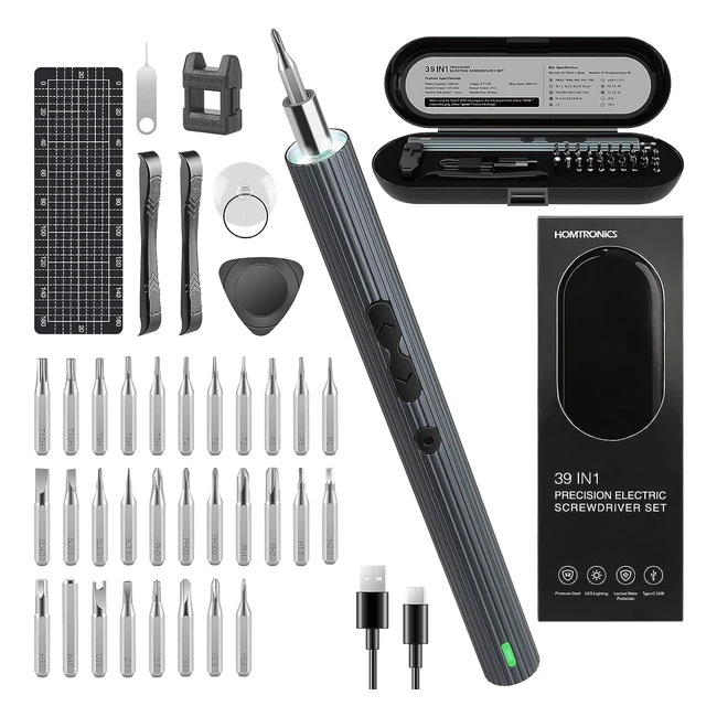 Mini Tournevis Électrique Précision 39 en 1 Rechargeable avec USB - Homtronics