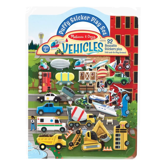 Pegatinas Hinchables Reutilizables Melissa & Doug - Juego de Vehículos