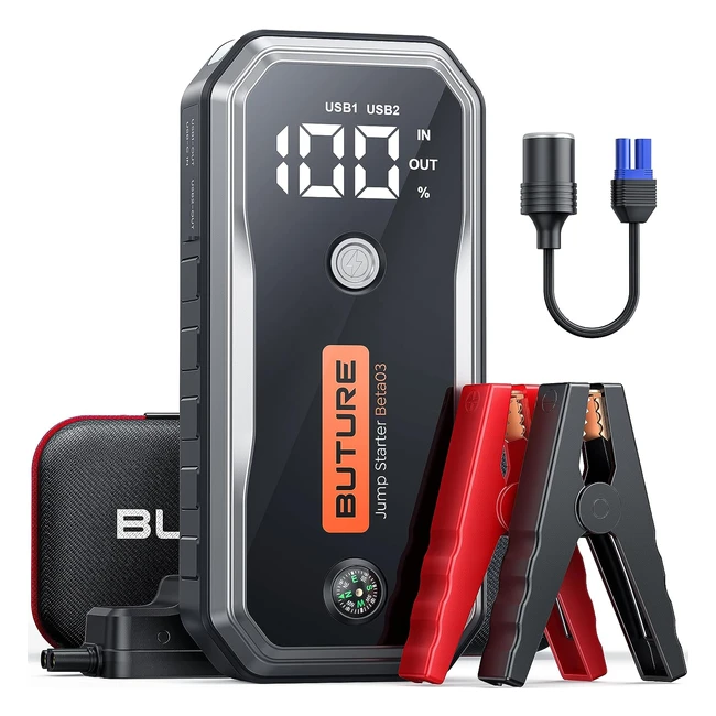 Booster batterie voiture 5000A 26800mAh - Démarrage jusqu'à 10L diesel ou essence - Grand écran LCD - Lampes LED