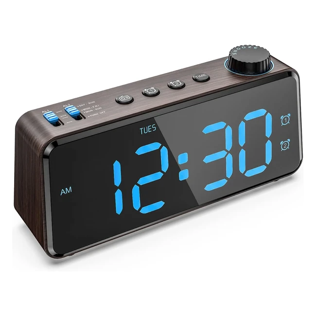 Anjank Bedside Radio Alarm Clock - Dimmer Dual Alarm 0100 - USB Charger - Large 