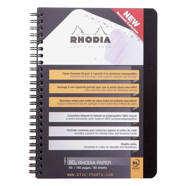 Taccuino per Indirizzi e Rubrica Telefonica Rhodia 119970C - Nero