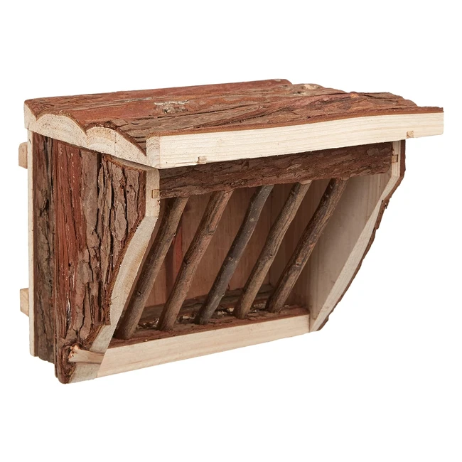 Mangiatoia Fieno Trixie 20x15x17cm - Coperchio Protettivo - Materiale Legno Naturale - Spazio Vitale Animalfriendly