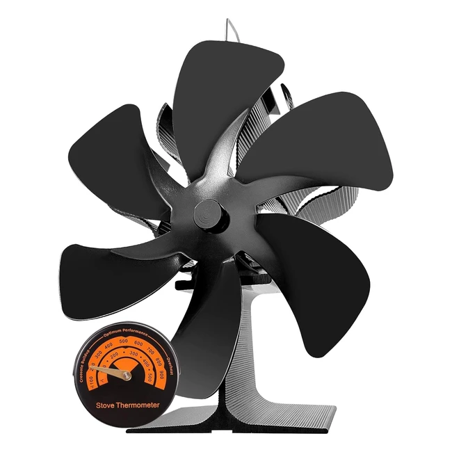Wood Stove Fan - Silent Heat Powered Eco Fireplace Fan - 6 Blades - Model XYZ123