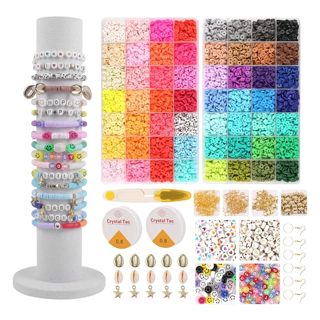 14610pcs Clay Beads Bracelet Making Kit - DIY Jewelry Set with 56 Colors Polymer