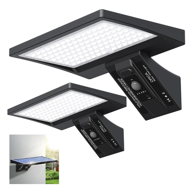 Lampe Solaire Extérieur 5200mAh 1200lm 104LEDs - Éclairage Extérieur avec 150 Détecteur de Mouvement - Projecteur LED de Sécurité