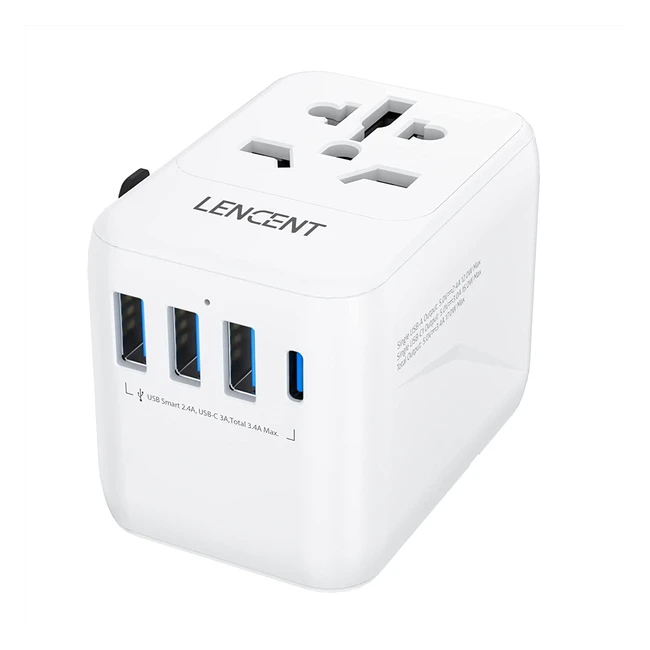 Adaptateur de Voyage Universel avec 3 USB - Lencent AC-GI Blanc