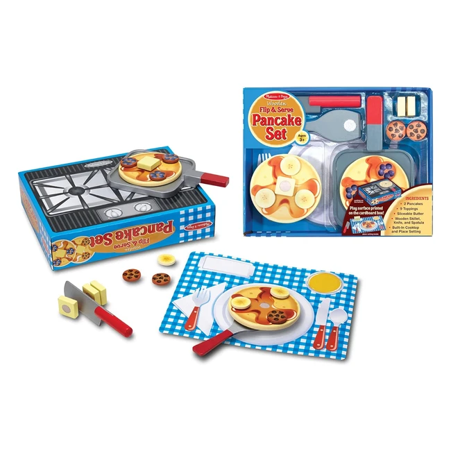 Jouet Crêpière en Bois Melissa & Doug - 19 Pièces et Accessoires - Jeu d'Imitation Montessori