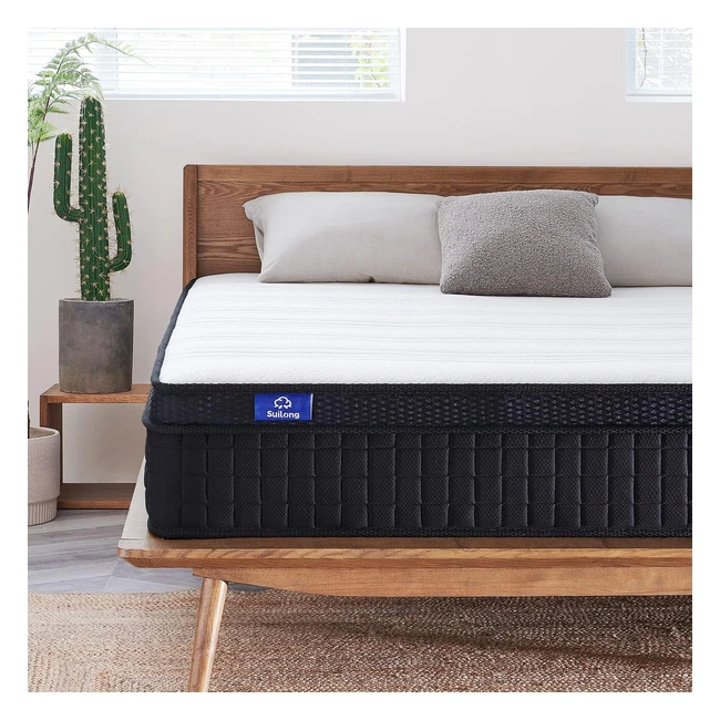 Suilong European Single Mattress 90x200 cm - Gel Cool Memory Foam - Orthopedic Hybrid Pocket Spring - Pressure Relief - Breathable Bed Mattress