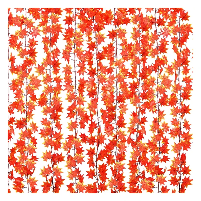 cqure 14 pcs Autumn Fall Garland | Artificial Maple Leaves | Thanksgiving Decor