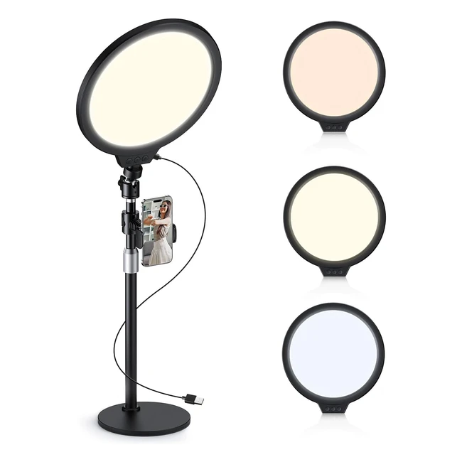 Atumtek Streaming Key Light - Panel de Luz LED de 10 - Altura y Ángulo Ajustables