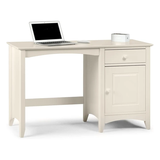 Julian Bowen Cameo Desk Stone White - Solid Pine Frame, Sturdy Construction, Spacious Work Surface