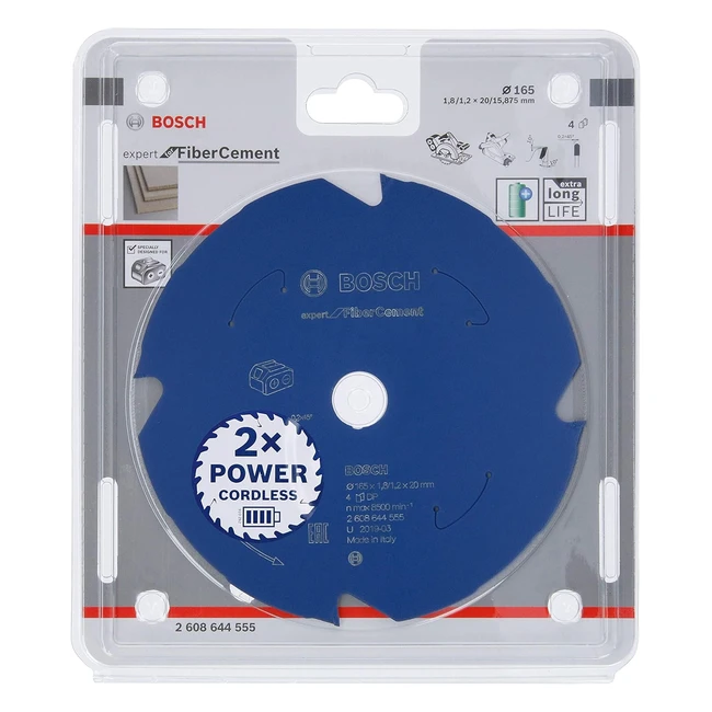 Bosch Professional Circular Saw Blade Expert for Fibre Cement - 165x20x18mm - 4 Teeth - Cordless Circular Saw