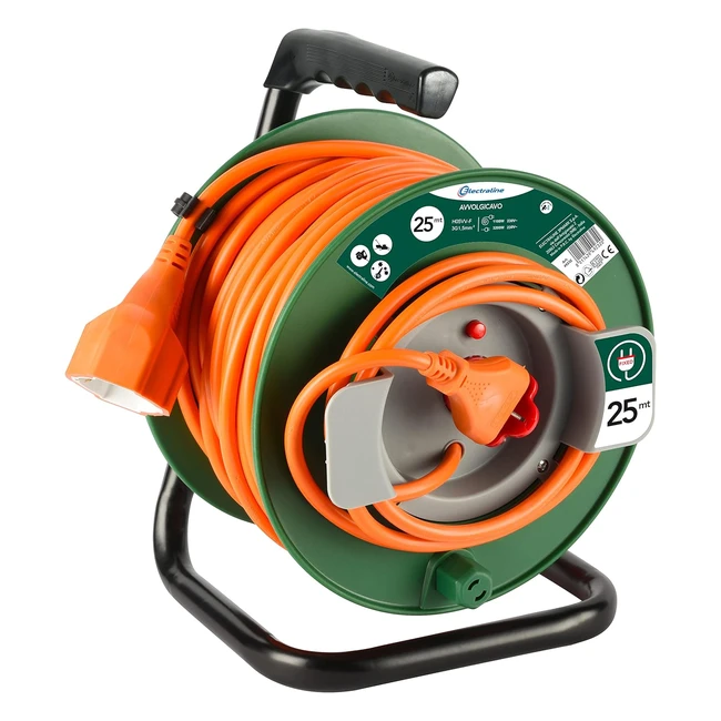 Avvolgicavo Electraline 49232 per elettrodomestici da giardinaggio - 25mt