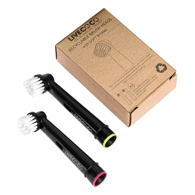 Livecoco Recyclable Brush Heads - Soft Bristles - 100% Recyclable - Long Lasting