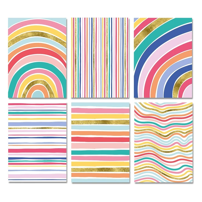 Blank Cards with Envelopes | 24 Striped Note Cards with Gold Foil | Assorted Cards for All Occasions