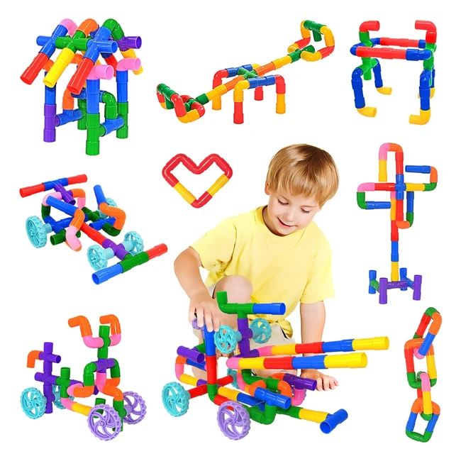 Jouets de construction Sienianline - 96 pièces - Blocs classiques - Cadeau éducatif créatif pour enfants