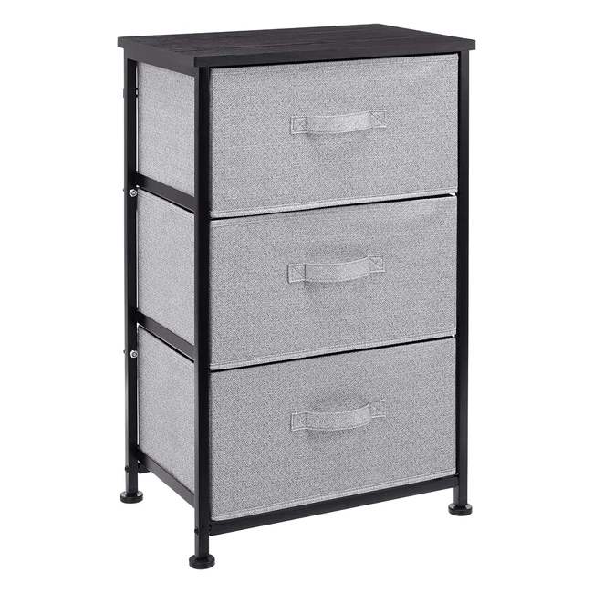 Amazon Basics Kleiderschrank Aufbewahrungsschrank mit 3 Stoffschubladen Schwarz
