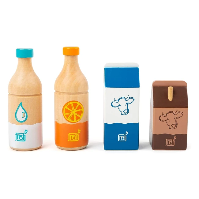 Set Bevande Fresh Legno - Ruolo Accessori per Ogni Negozio - 4 Pezzi - Giocattoli Multicolore