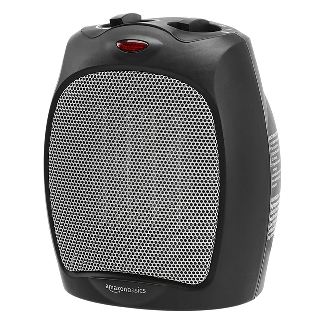 Radiateur Soufflant en Céramique Amazon Basics 1500W Noir - Chaleur Confortable, Thermostat Réglable