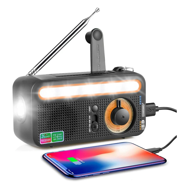 Radio Solaire Manivelle Portable Gueray Dynamo Rechargeable - AMFMSW - Batteri