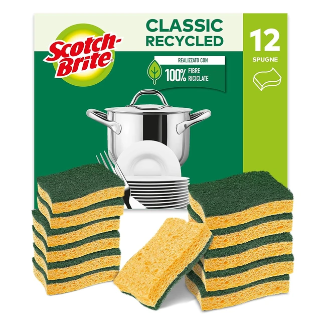 ScotchBrite Spugna Abrasiva Cellulosa Classic Fibra Verde 12 Pezzi