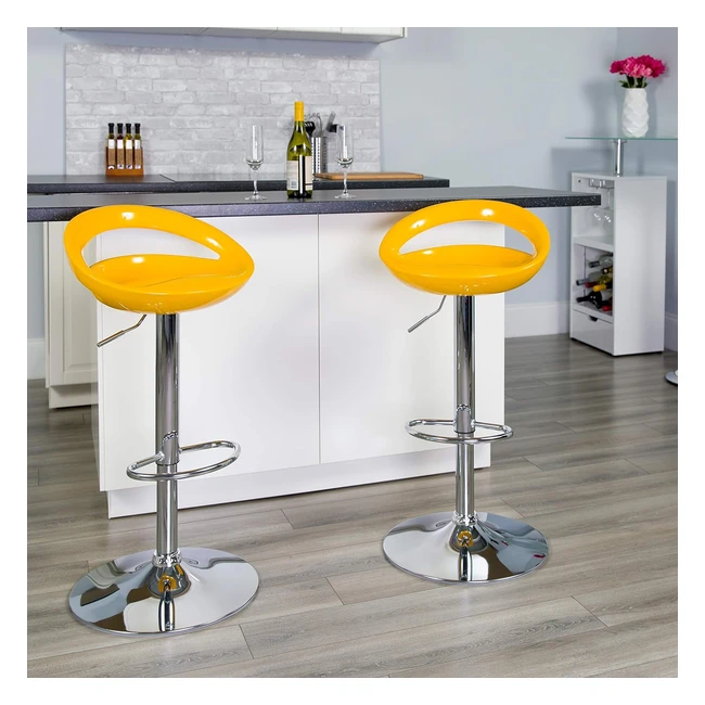 Flash Furniture 2 Pack Contemporary Plastic Adjustable Height Barstool - Yellow