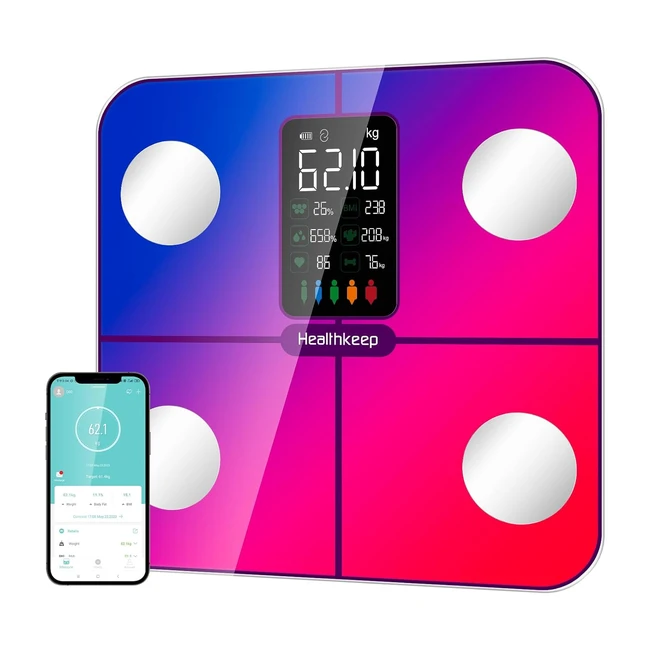 Balance Connectée Bluetooth avec Écran VA - PSE Personne Impédancemètre 15 Données pour App Smartphone 180kg/400lb