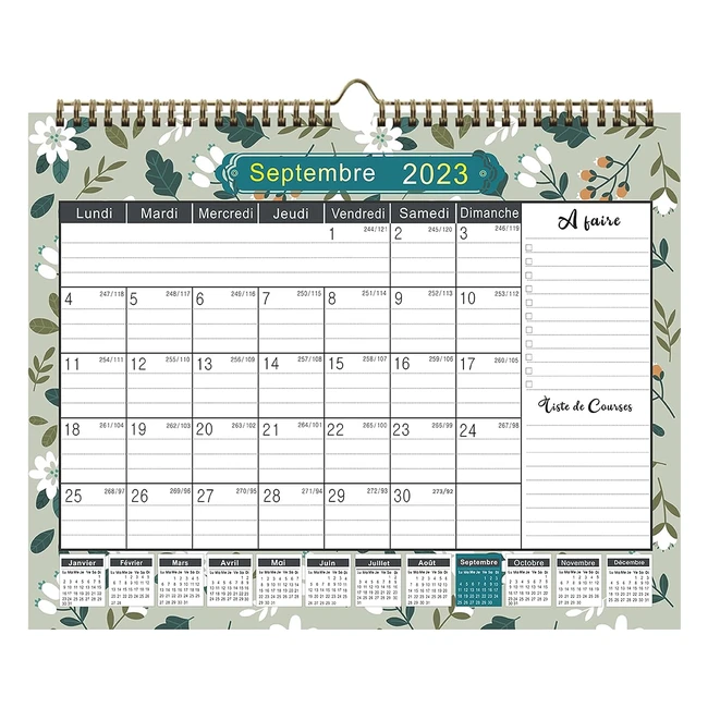 Calendrier Mural 2023-2024 Familial - Planificateur Mensuel Grand Organisateur