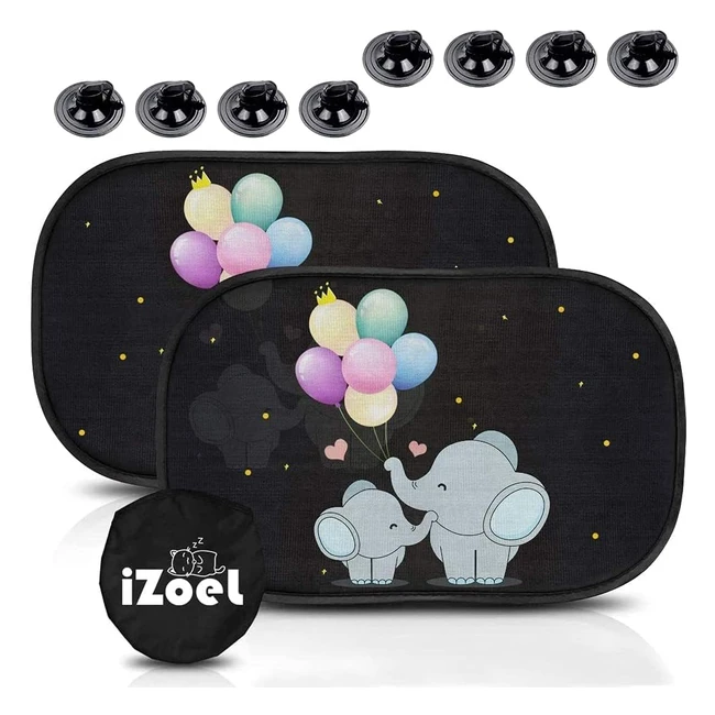 Parasol para Coche Izoel - Proteccin Solar con Proteccin UV - Elefante Negro