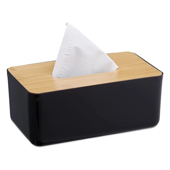 Porta Fazzoletti Riutilizzabile Relaxdays 10x23x13 cm Nero Naturale