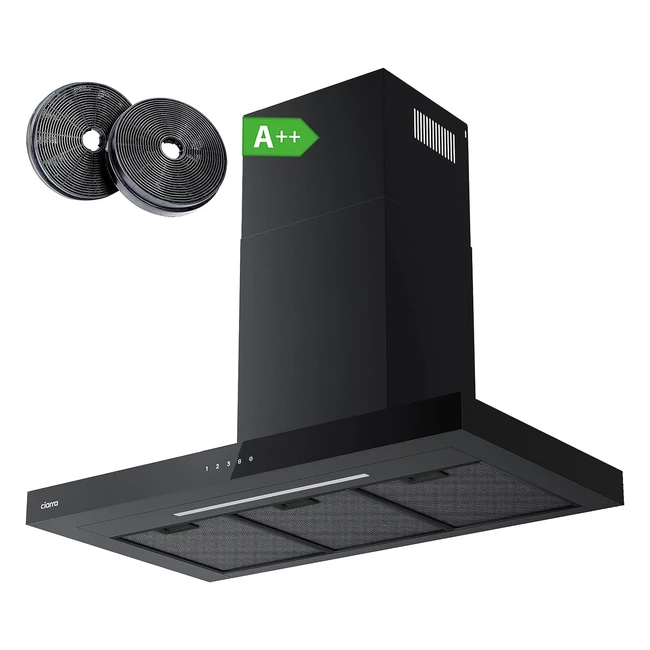 Hotte aspirante tactile Ciarra CBBC9102, 90cm, 650 m³/h, 4 vitesses, filtre charbon inclus