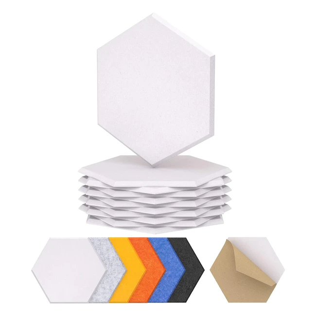 Espuma Acústica Pack 12 Paneles Hexagonales 30x26x1cm Blanco