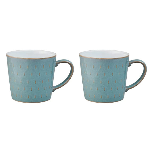 Denby Azure 2 Piece Cascade Mug Set - Handcrafted in England - Oven, Microwave, Dishwasher, and Freezer Safe