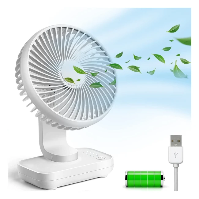 Ventilador de Mesa USB 4000mAh Silencioso  Yeahtop  4 Velocidades  Luz Indica