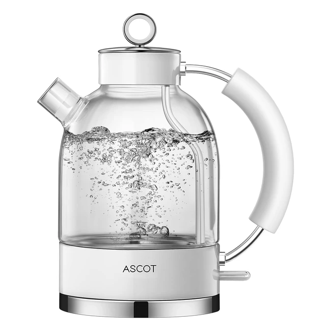Ascot Electric Kettle - Glass Tea Heater - BPA-Free - Auto Shutoff - White