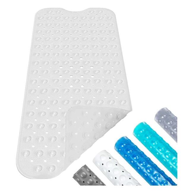 Tapis de douche antidrapant Luzoon 40x100cm avec ventouses et trous de drainag