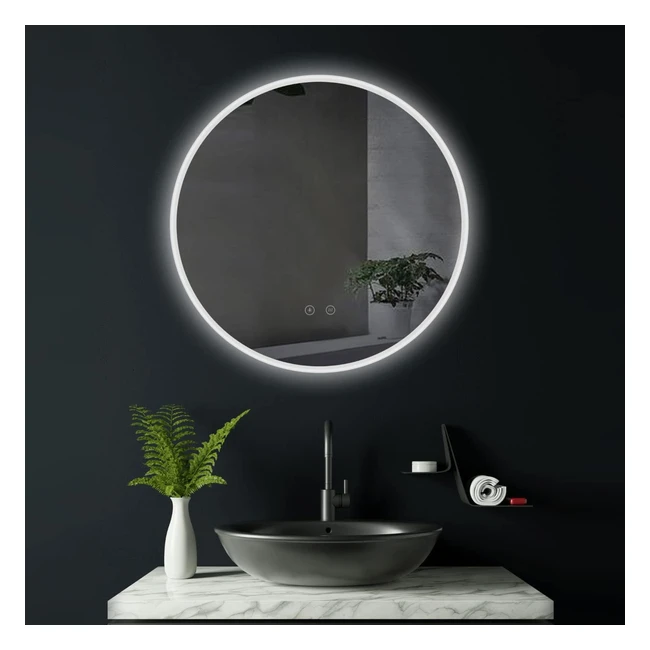 Specchio da bagno rotondo illuminato a LED 60cm antiappannamento sensore tattile