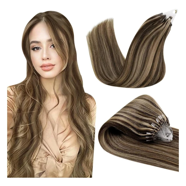 Extensiones de Cabello Marrón Hetto Micro Ring Pelo Natural Liso - Ref. 12pulg 40g