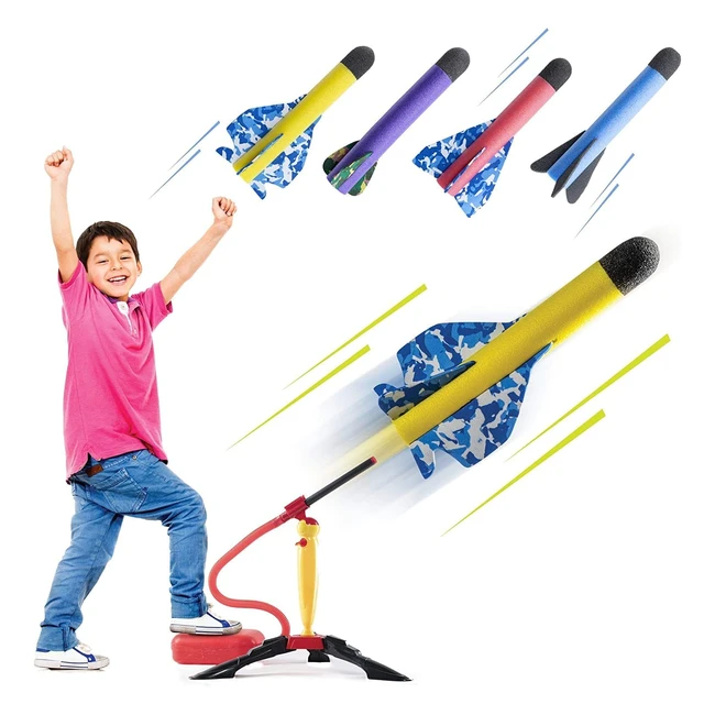 Lancefuses Jouet Enfants - Prextex - Distance 150 feet - Avions Voltigeurs - Support de Lancement et Pompe à Air Robustes