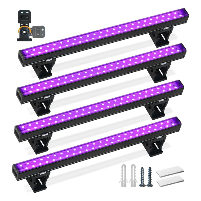Barrina Black UV Light Bar 10W 1ft USB - Portable LED Blacklight for Fluorescent Poster, Glow Party, Body Paint - 4 Pack