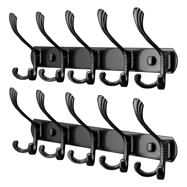 Homephix Coat Hooks Wall Mounted - Stainless Steel - Heavy Duty - Premium Design - Fits 30kg - Easy Assembly