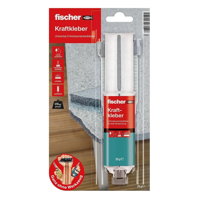 Fischer Power Kleber 2-Komponenten Transparenter Kleber Universal-Kleber für jede Anwendung, Innen- und Außenbereich, zuverlässige Reparaturhilfe, 25 ml, 545865