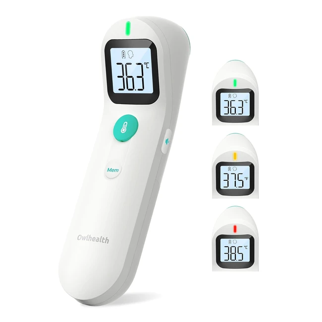 Thermomètre frontal ergonomique avec lecture claire et précise - Mode silencieux - Alarme de fièvre - Sans contact pour bébés, enfants et adultes