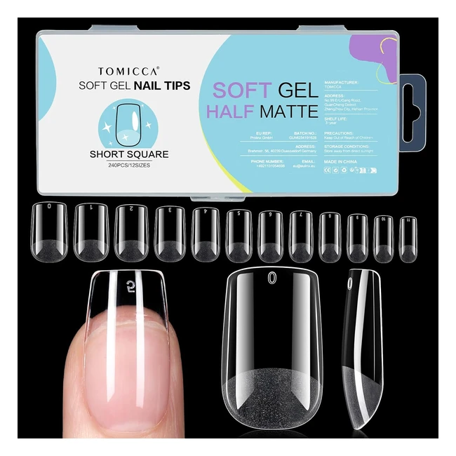 Tomicca - Capsule Américaine Ongle Carré Court - Résistant à la Casse