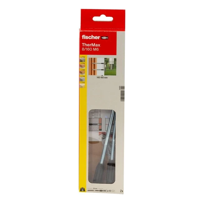 Fischer Thermax 8160 M6 2 Abstandsmontagesystem für Dämmstoffe - Isolierdübel für leichte Lasten in Wärmedämmverbundsystemen mit Kältebrückenunterbrechung