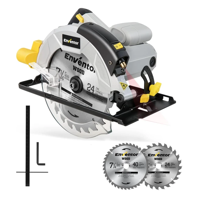 Sierra Circular Enventor 1200W - 2 Hojas de Sierra - Corte 62mm/90° - Guía Láser